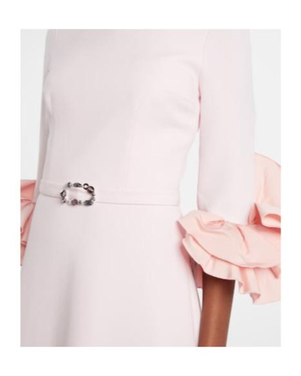 Safiyaa Pink Belen Ruffled Crepe Gown