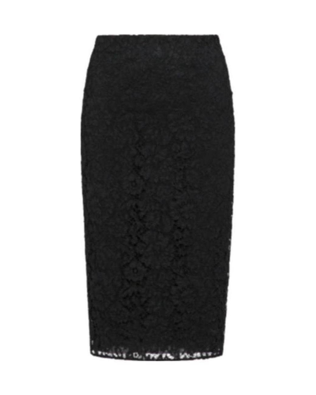 Valentino Black Lace-Overlay Mid-Length Skirt