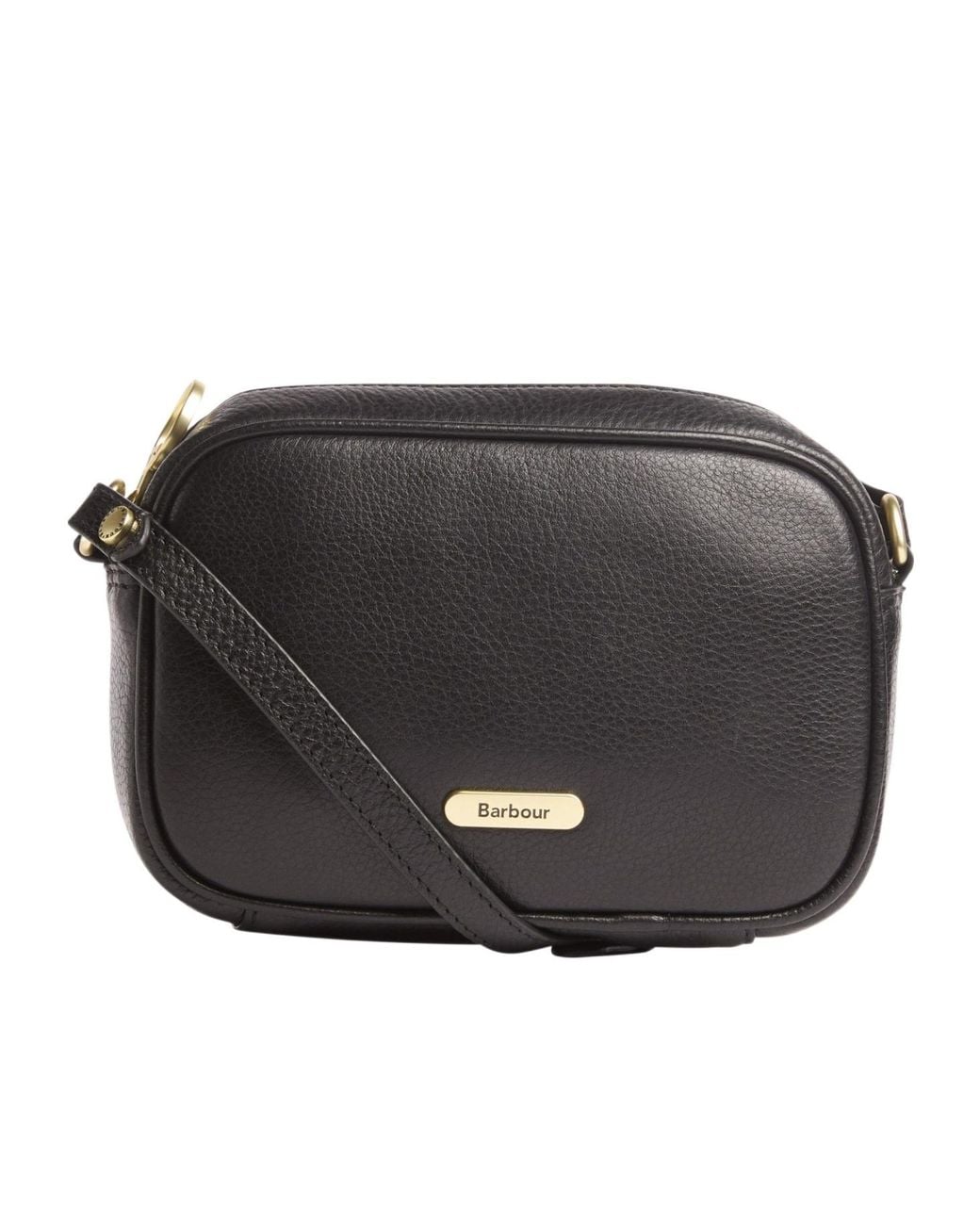 Barbour Black Lychee-Pattern Leather Crossbody Bag