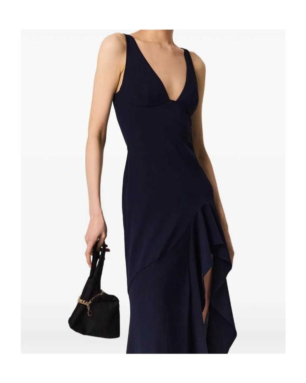 Stella McCartney Blue Ruffled Asymmetric Long Dress