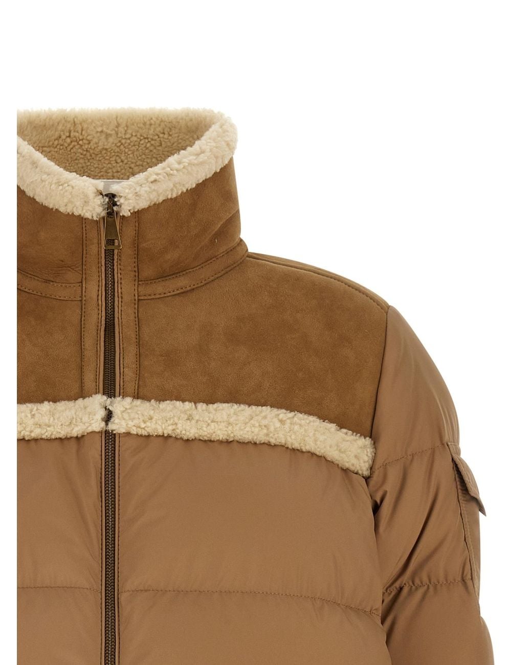 Moncler Natural Aurore Logo Patch Padded Jacket