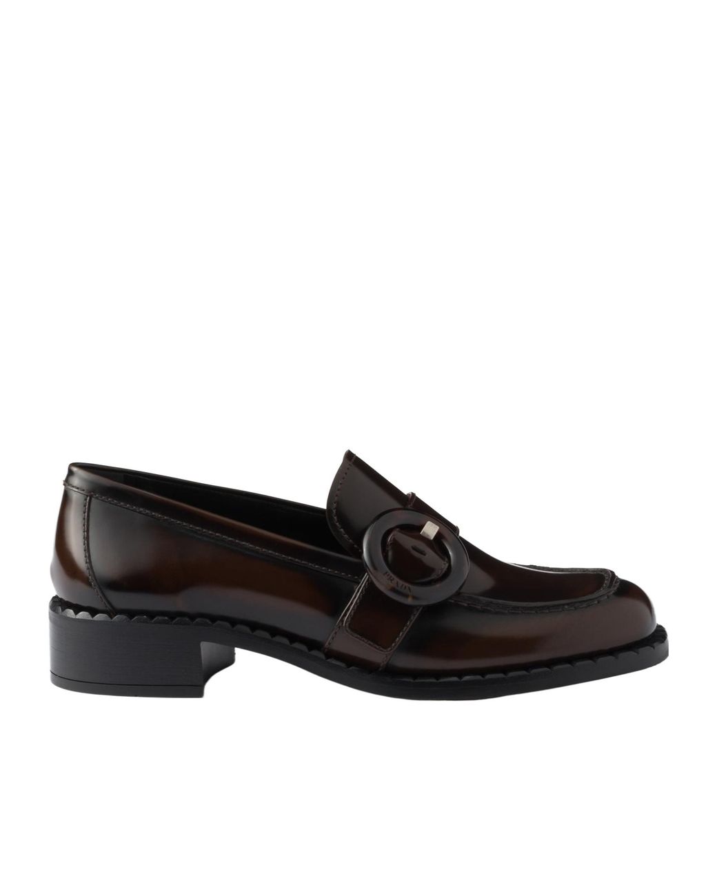 Prada Black Logo-Engraved Buckled Loafers