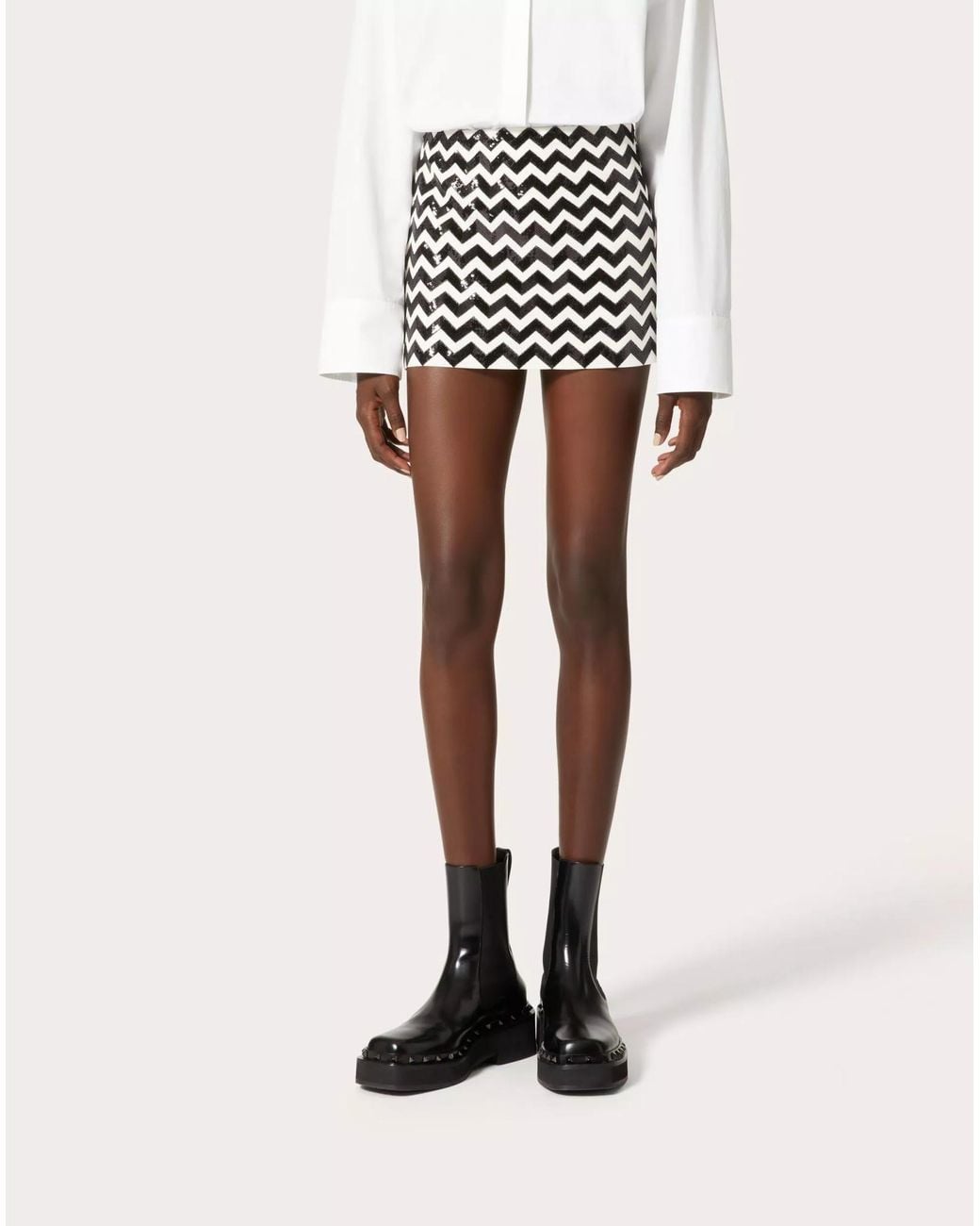 Valentino Black Wavy Stripe Skirt