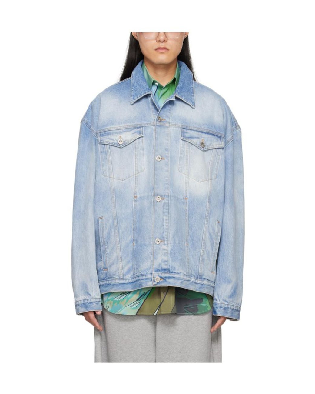 Vetements Blue Logo Embossed Denim Jacket for men