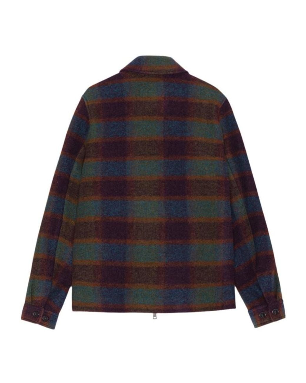 Les Deux Blue Check-Pattern Zip-Up Jacket for men