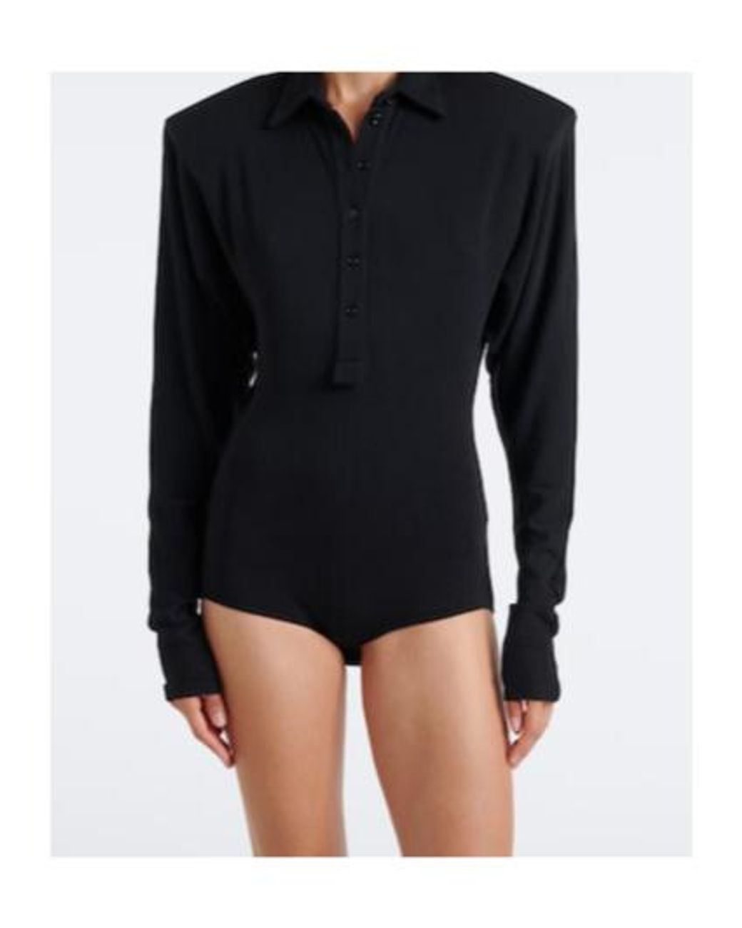 Mugler Black Wool-Blend Polo Sweater