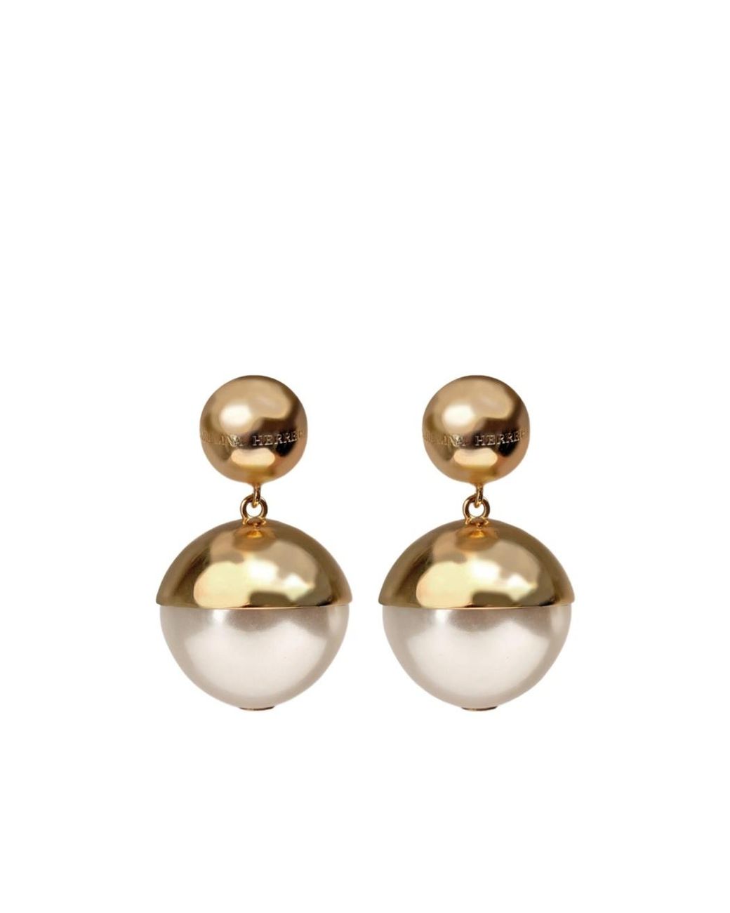 Carolina Herrera Metallic Round Pendant Earrings