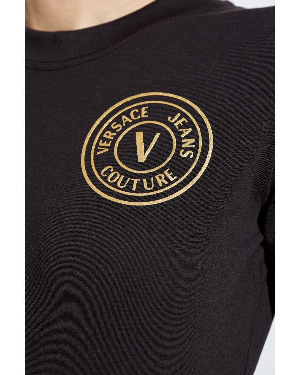 Versace Jeans Black Couture Logo Embellished Top