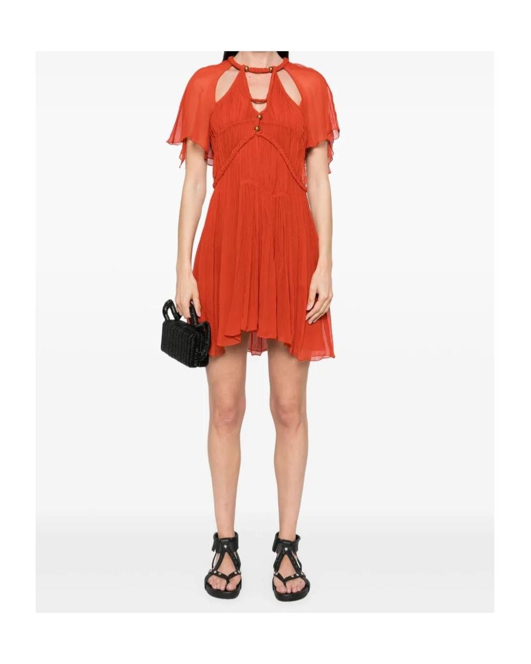 Isabel Marant Red Cut Out Detailed Mini Dress