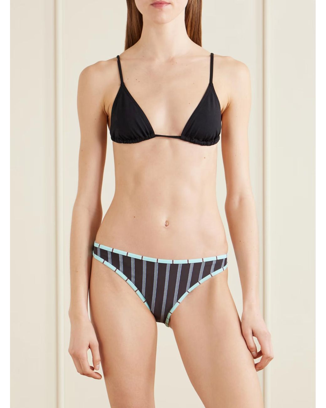 Staud Blue Coto Striped Bikini Briefs