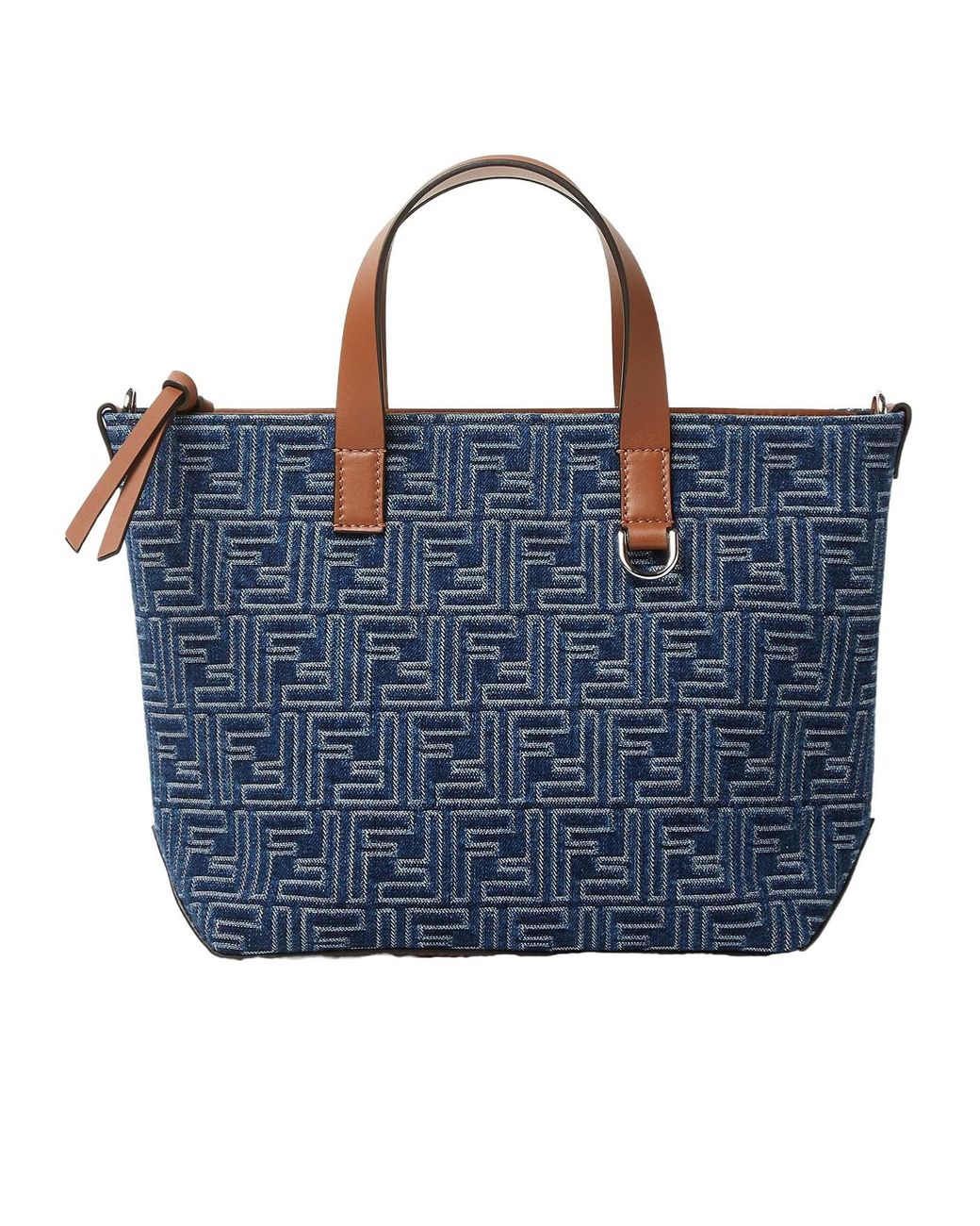 Fendi Blue Ff Jacquard Zip-Up Small Tote Bag for men