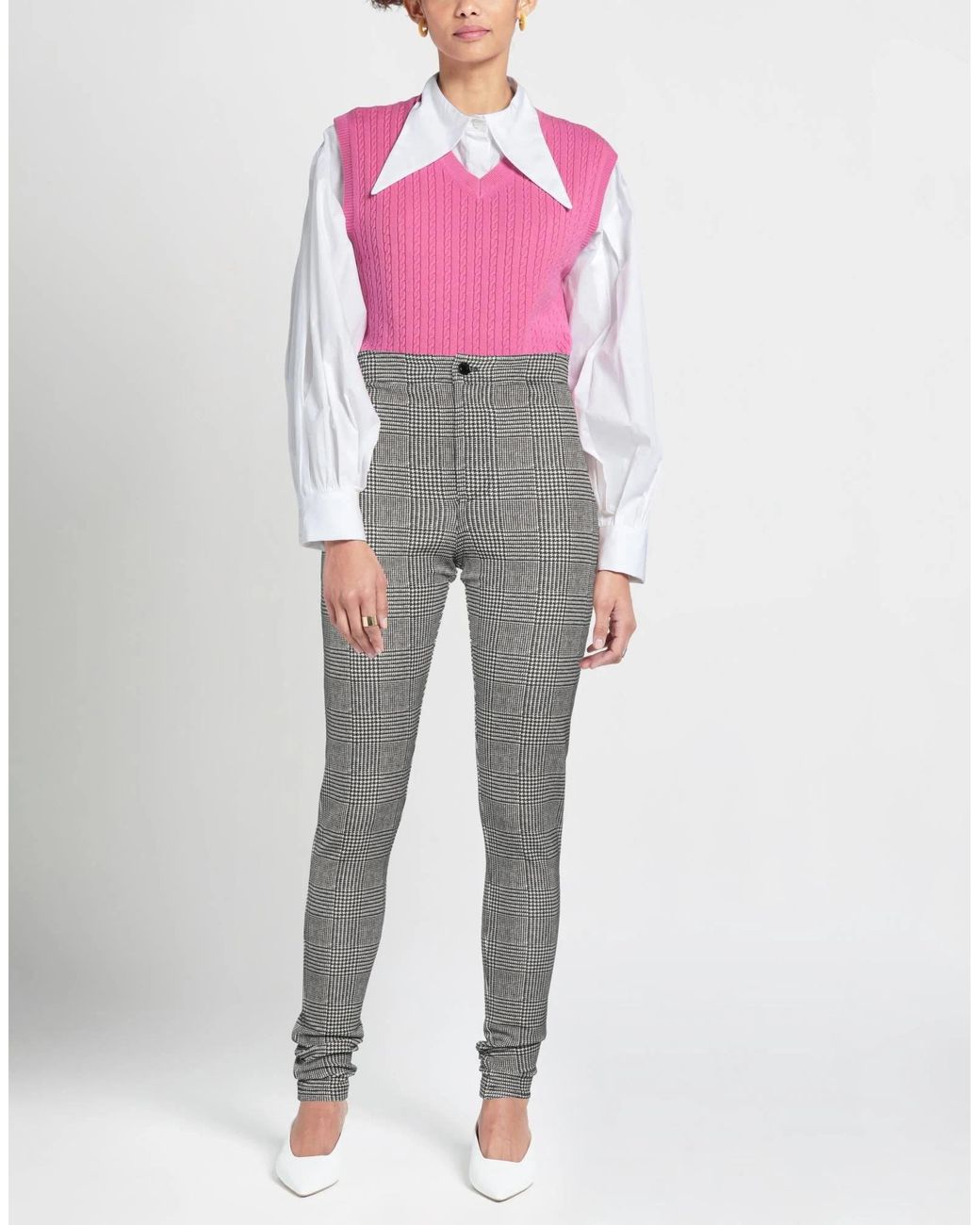 Saint Laurent Gray Plaid Casual Pants