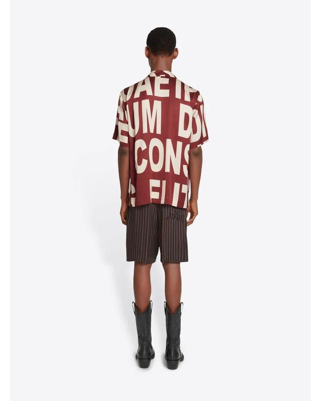 Dries Van Noten Red Logo Printed Buttoned Shirt for men