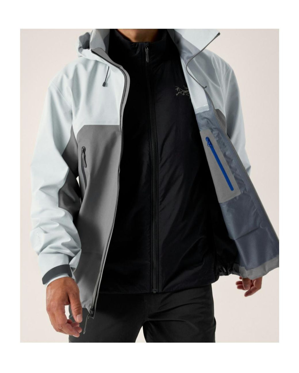 Arc'teryx Gray Colorblock Hooded Jacket for men