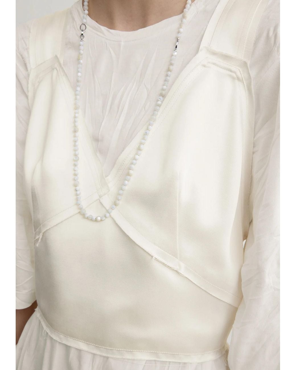 Totême White Totême V-Neck Cropped Satin Top
