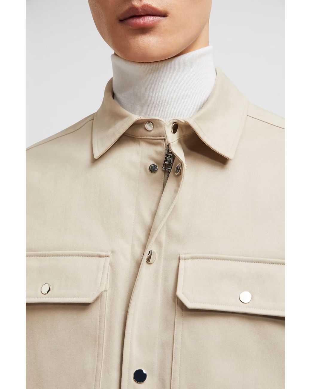 Moncler Natural Collared Long-Sleeve Shirt for men