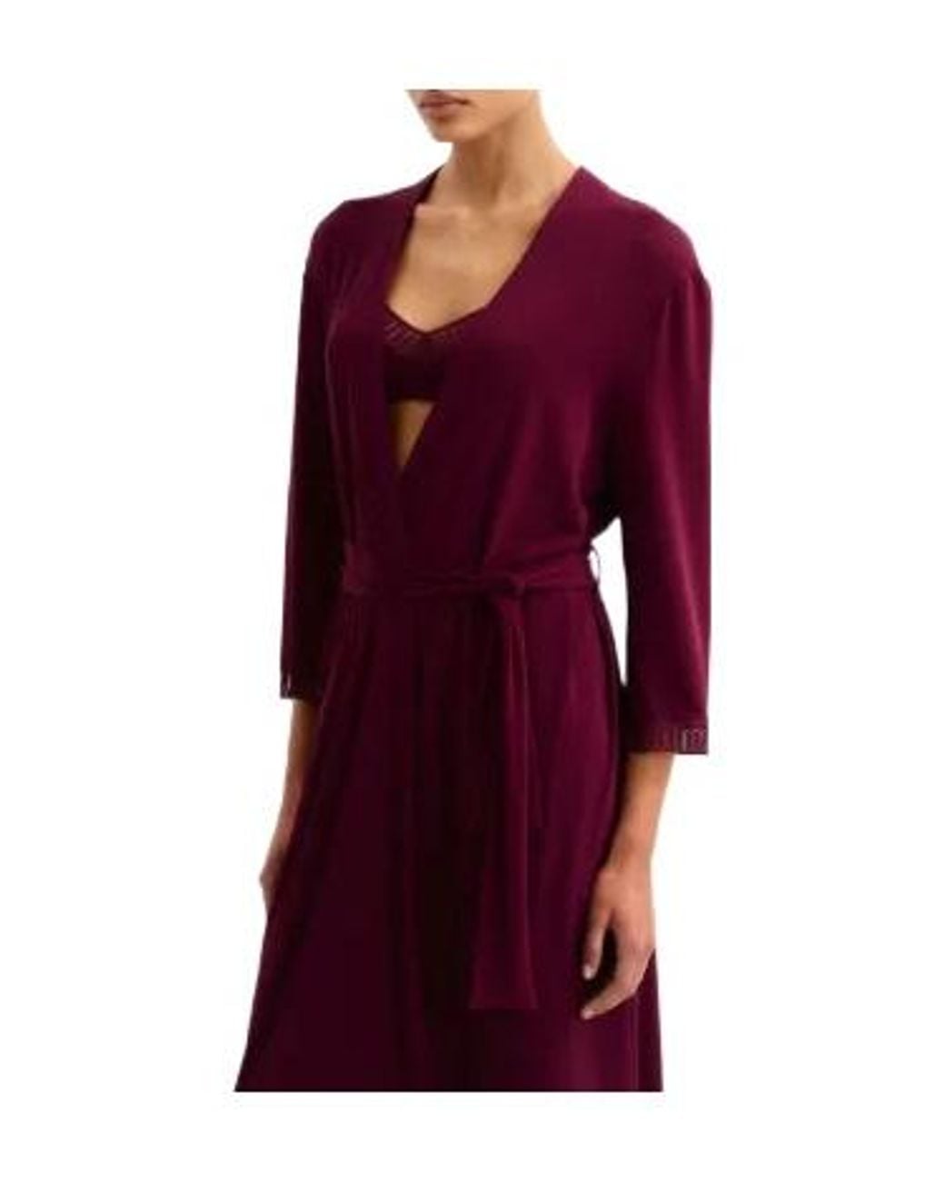 Eres Purple Violette Lace-Trimmed Robe