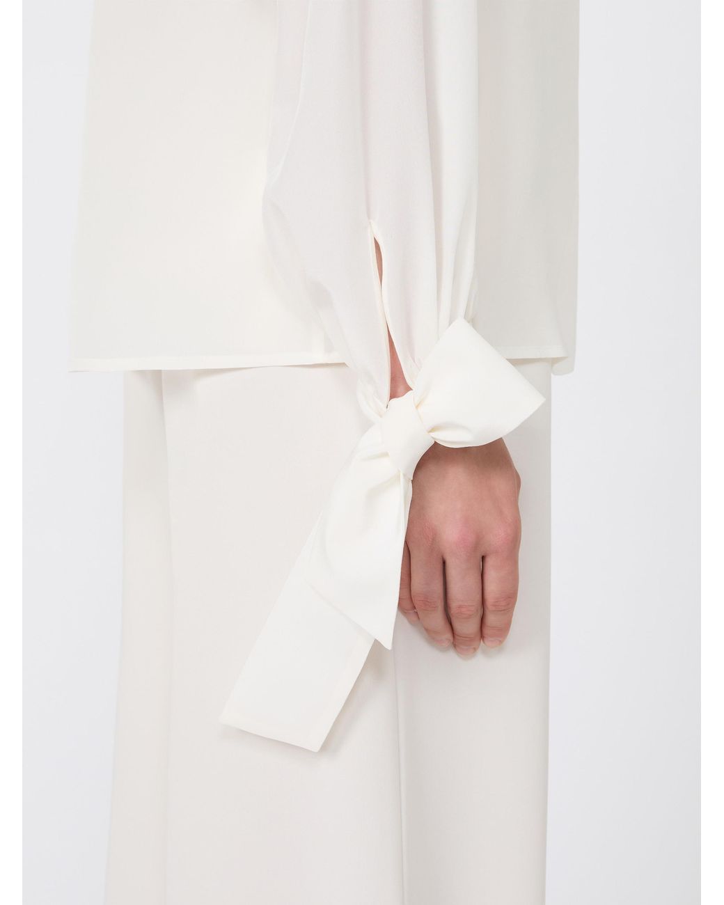 Max Mara White Silk Crepe De Chine Blouse