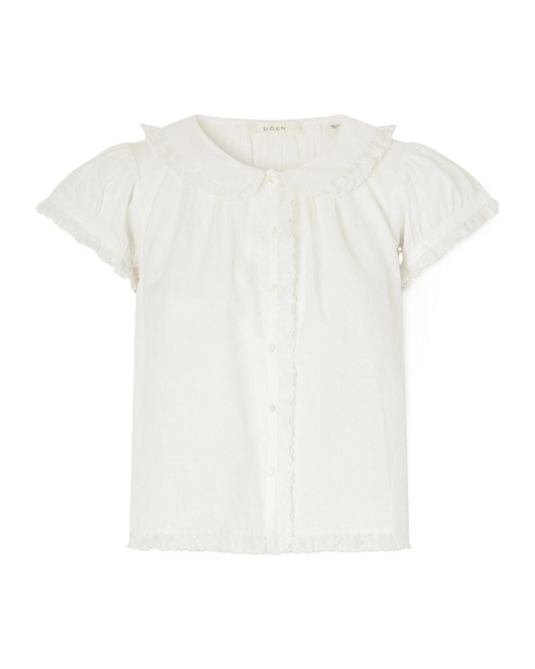 Doen White Pleated Short-Sleeve Shirt