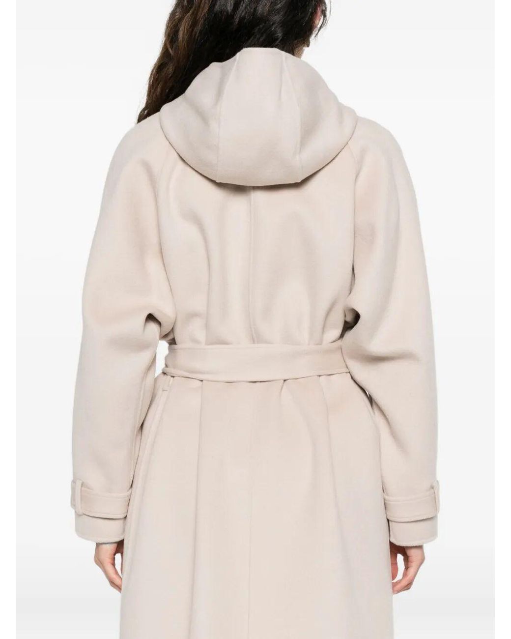 Pinko Natural Belted Hooded Coat
