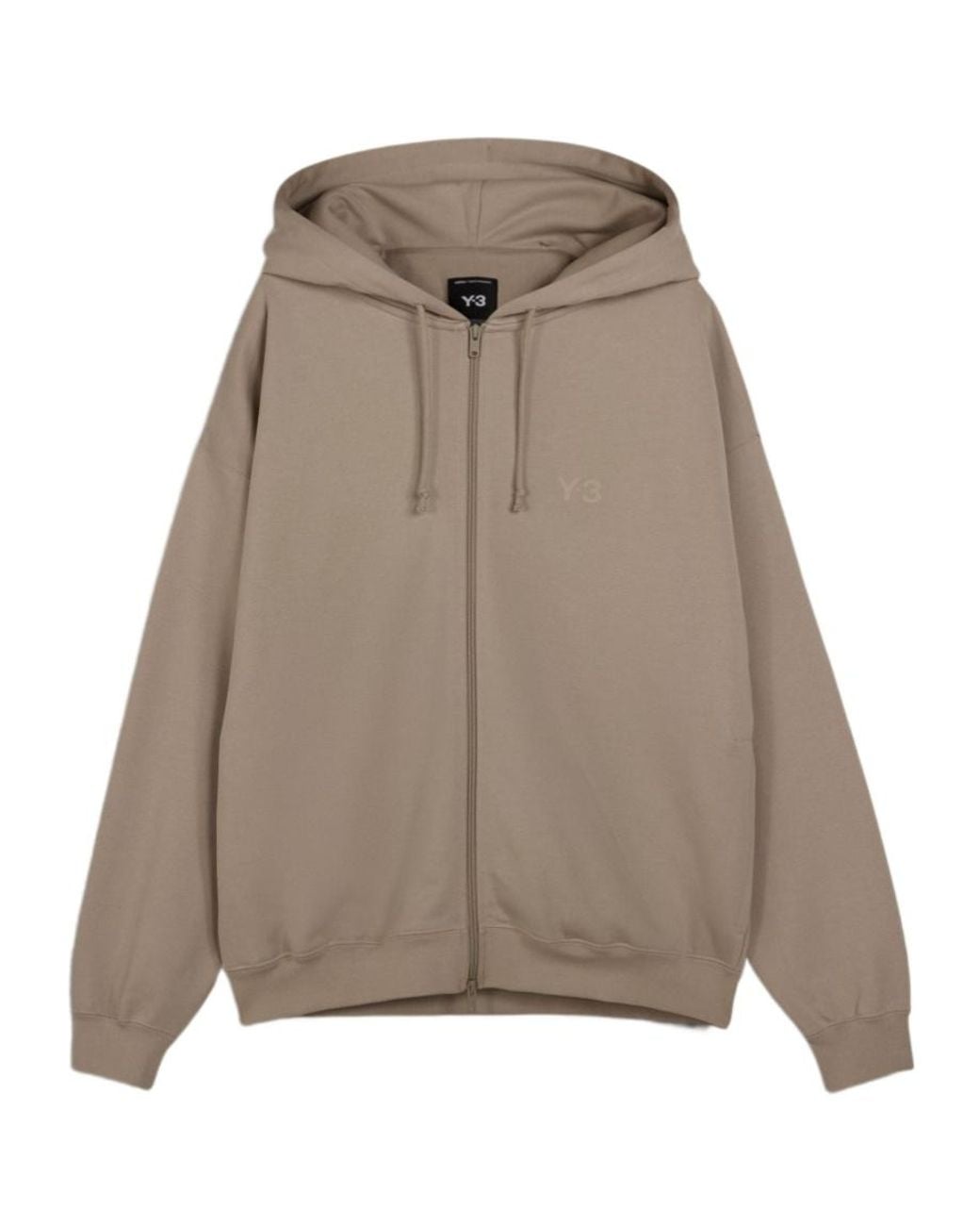 Y-3 Natural Zip-Up Drawstring Hoodie for men