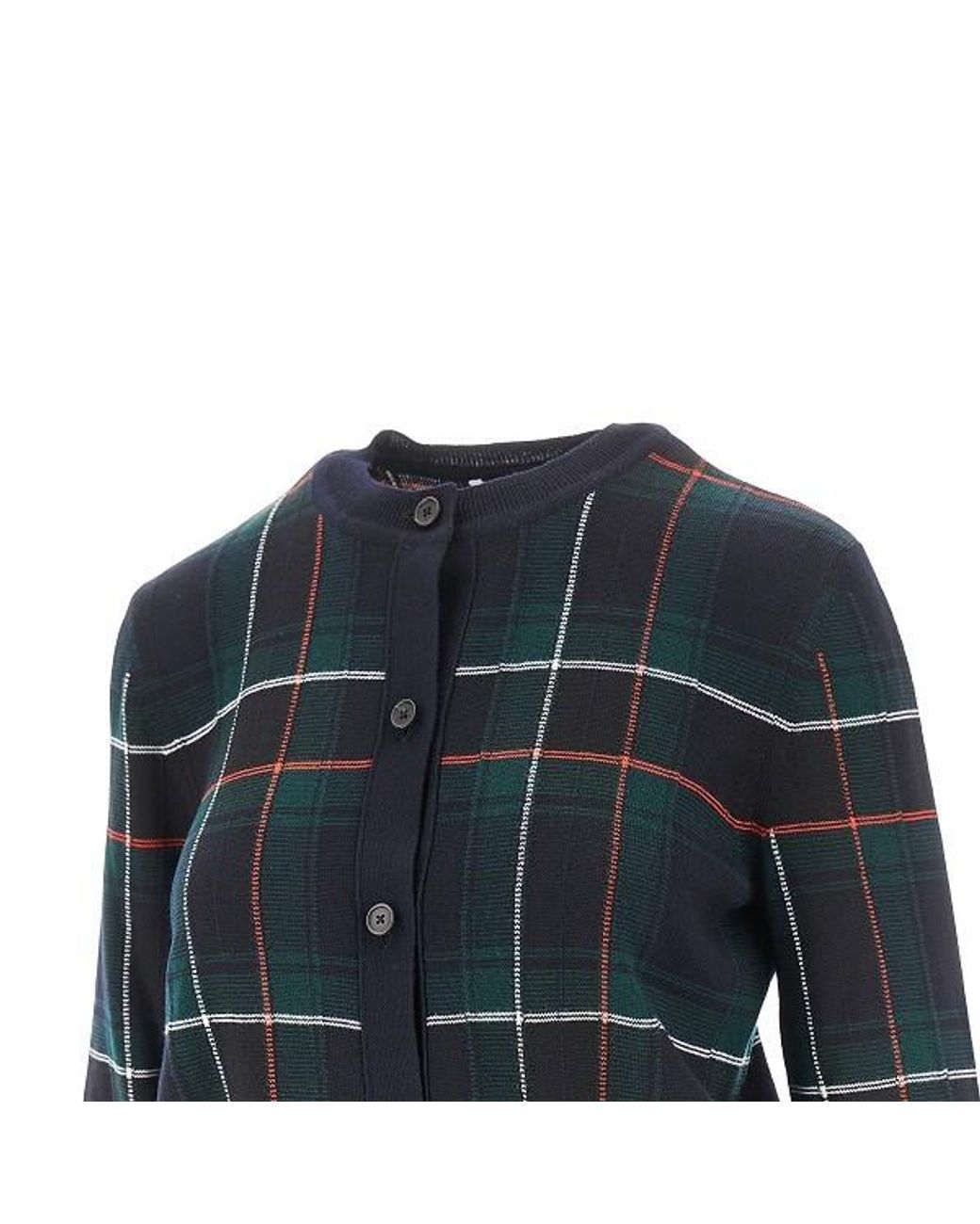 McQueen Blue Wool Tartan Cardigan