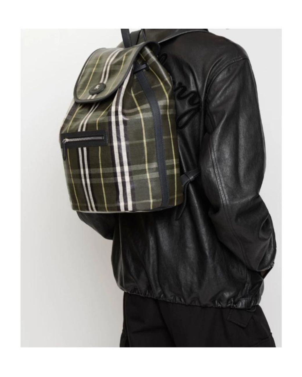 Burberry Black Tartan-Pattern Backpack for men