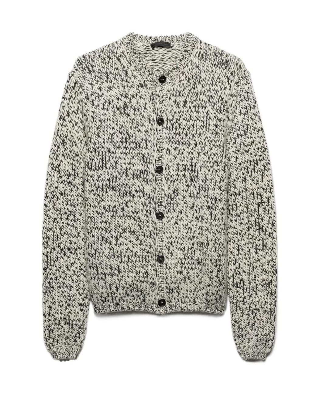 Prada Gray Two-Toned Button-Up Cardigan for men