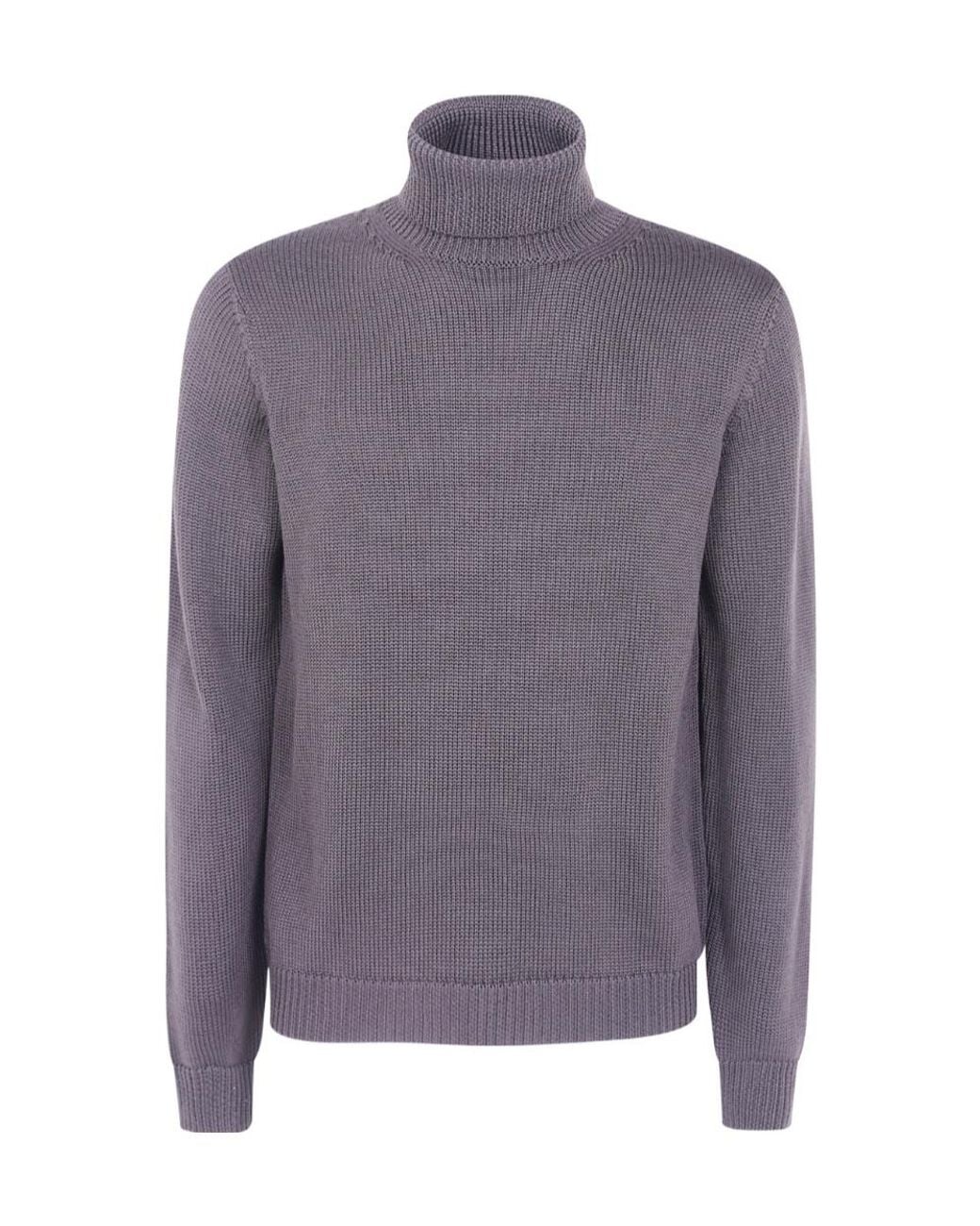 Nuur Purple Turtle-Neck Chunky-Knit for men
