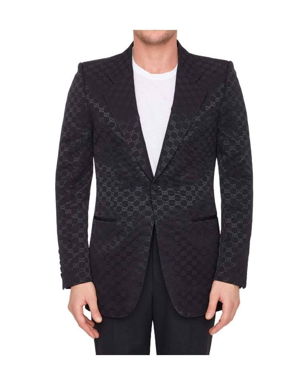 Gucci Black Gg Cotton Viscose Formal Jacket for men