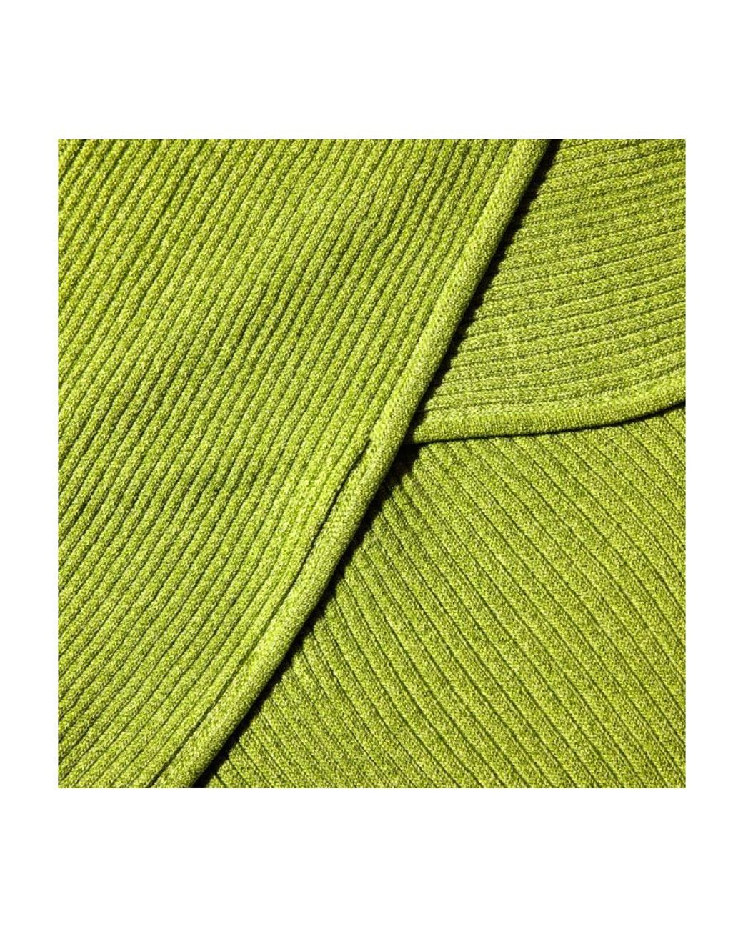 Self-Portrait Green Lurex Knitted Off-Shoulder Top
