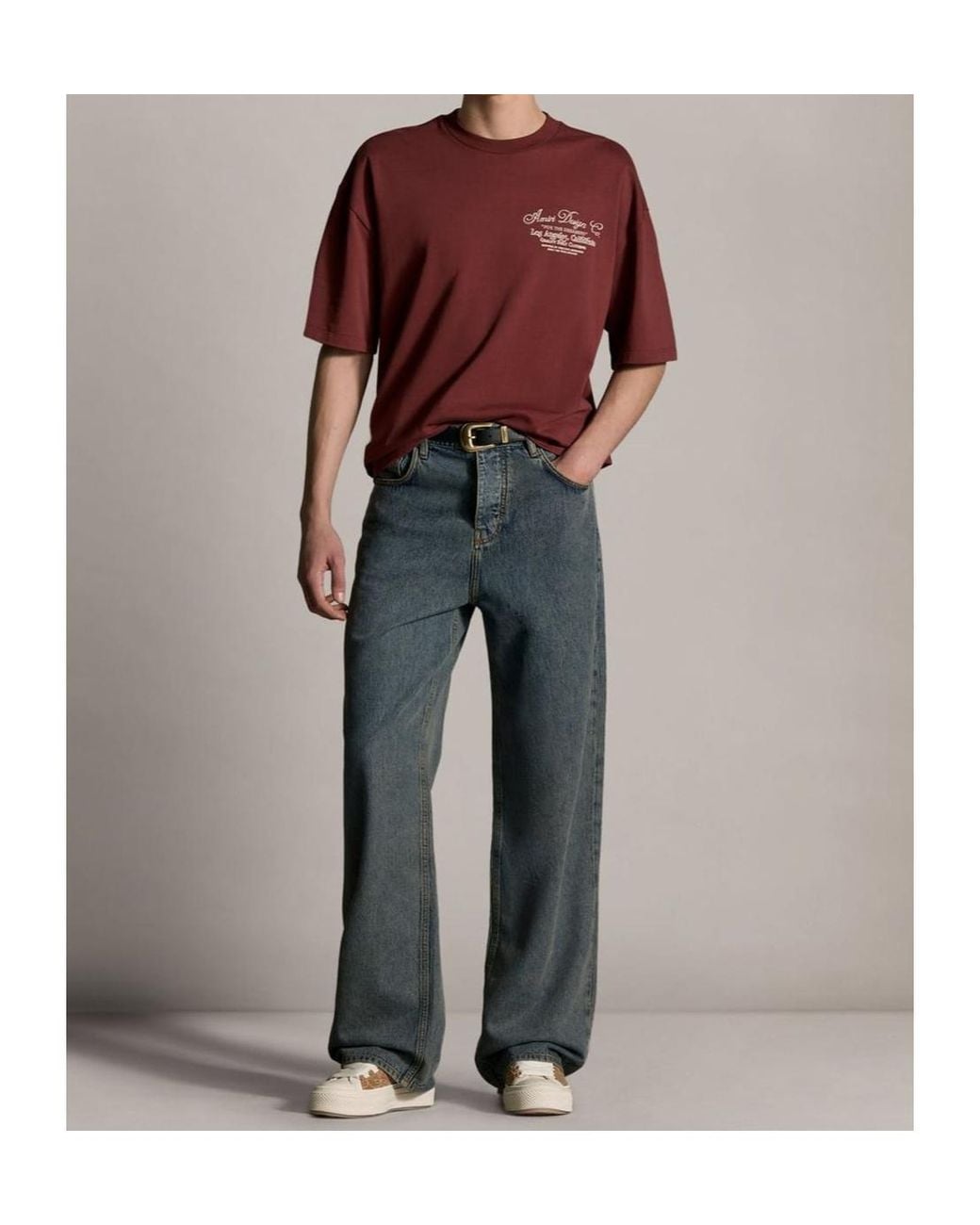 Amiri Gray Belt-Loop Jeans for men