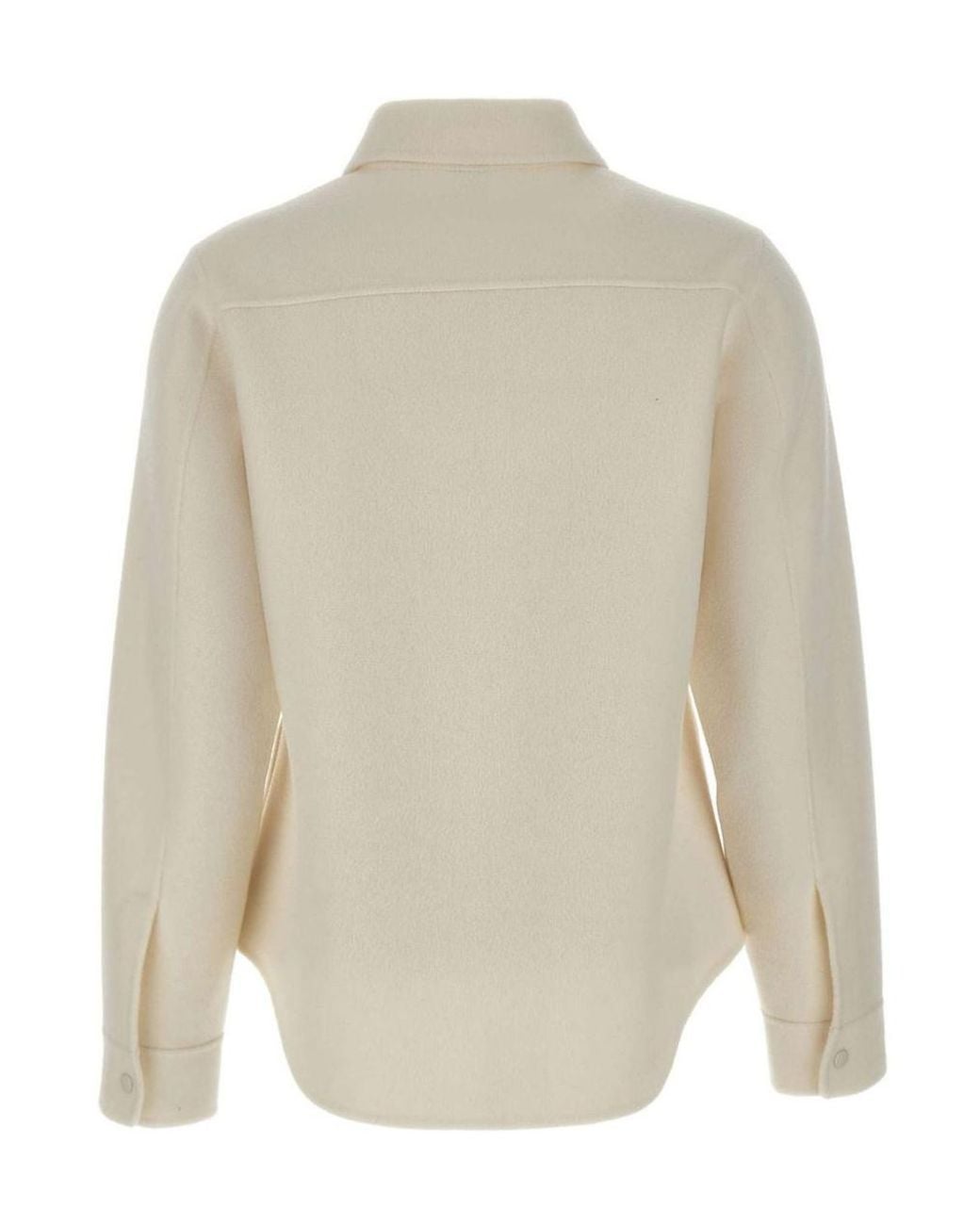 Aspesi White Snap-Front Wool Shirt