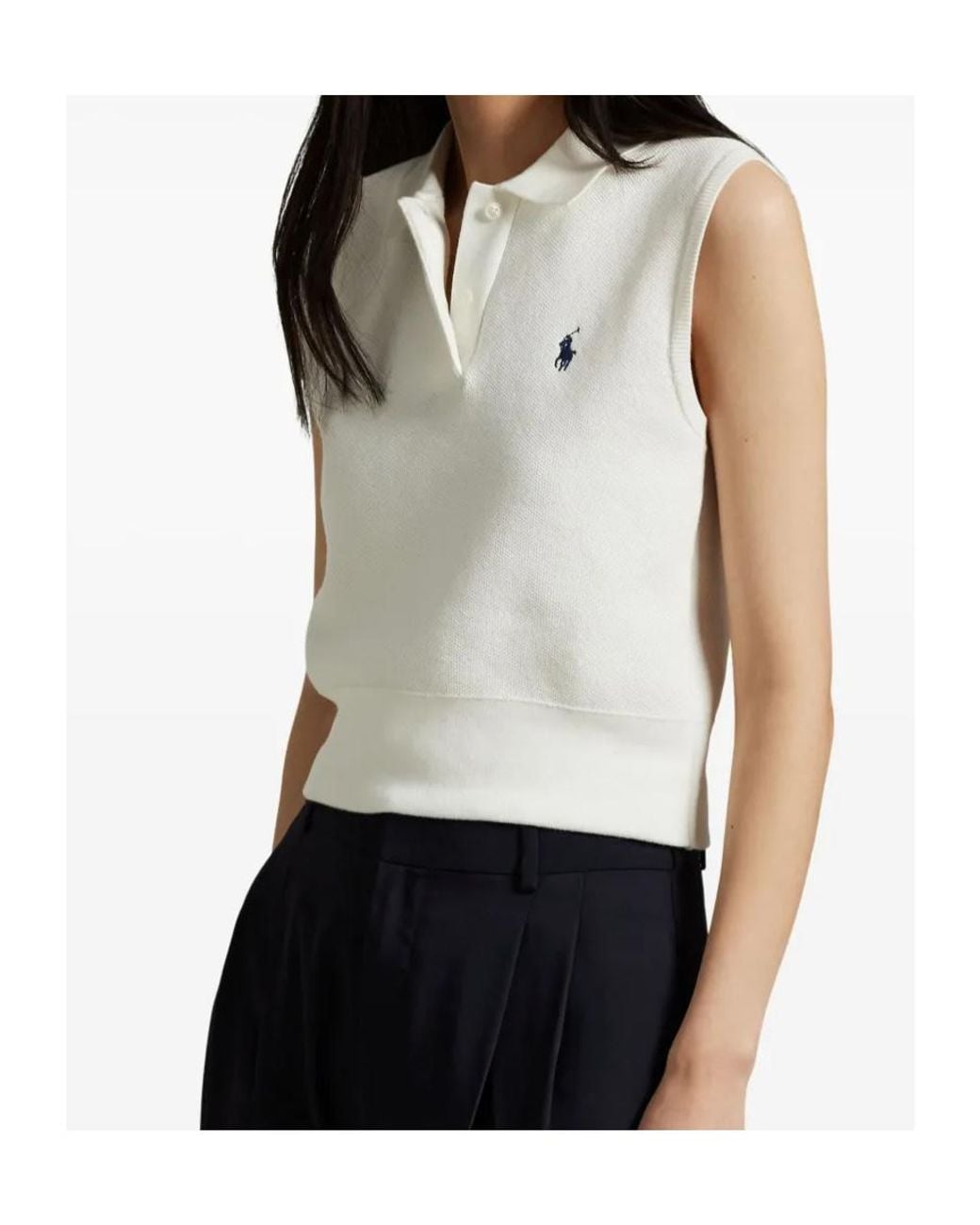 Polo Ralph Lauren White Sleeveless Polo Knitted Sweater