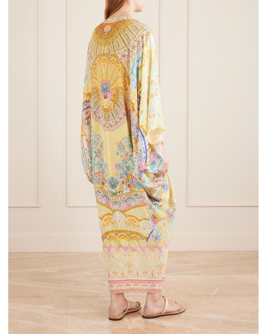 Camilla Metallic Embellished Printed Silk Cover-Up