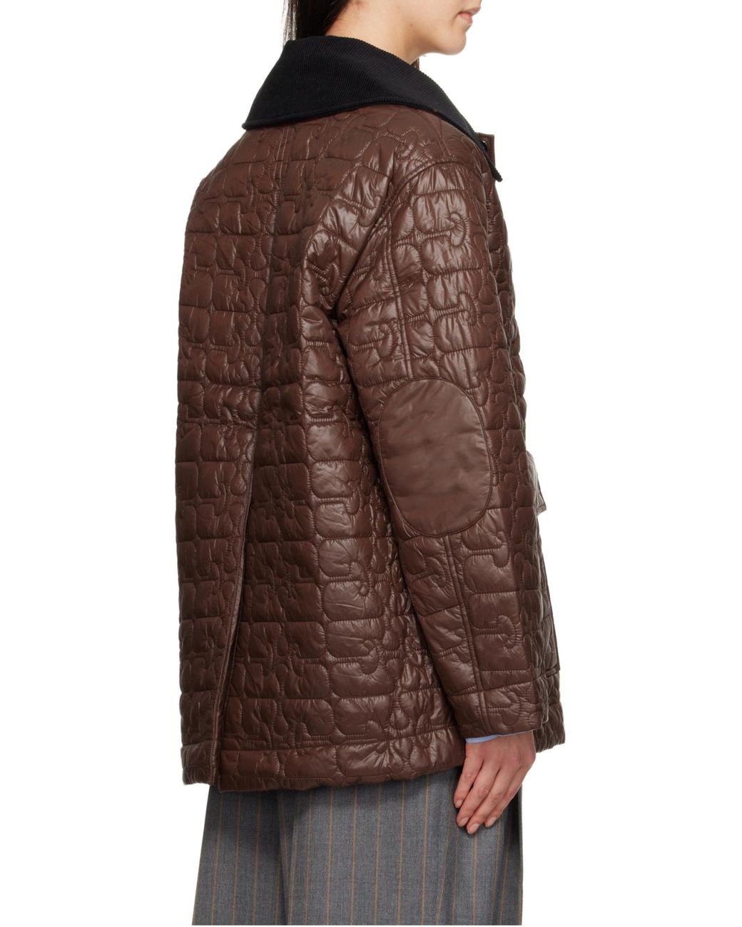 Ganni Brown Buttoned Padded Jacket