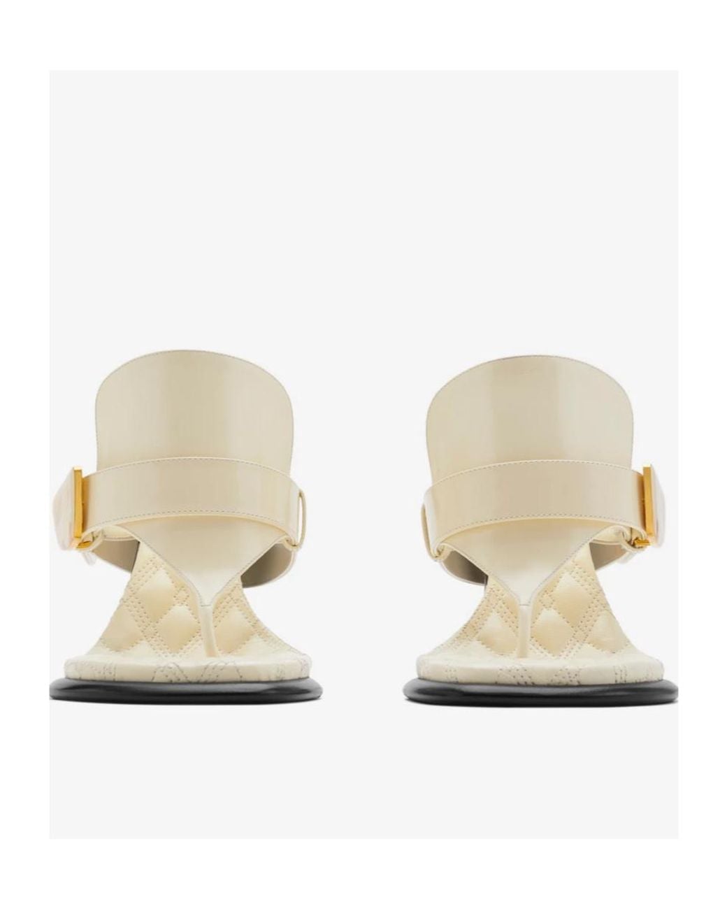 Burberry White Bay Equestrian Knight Thong Strap Sandals