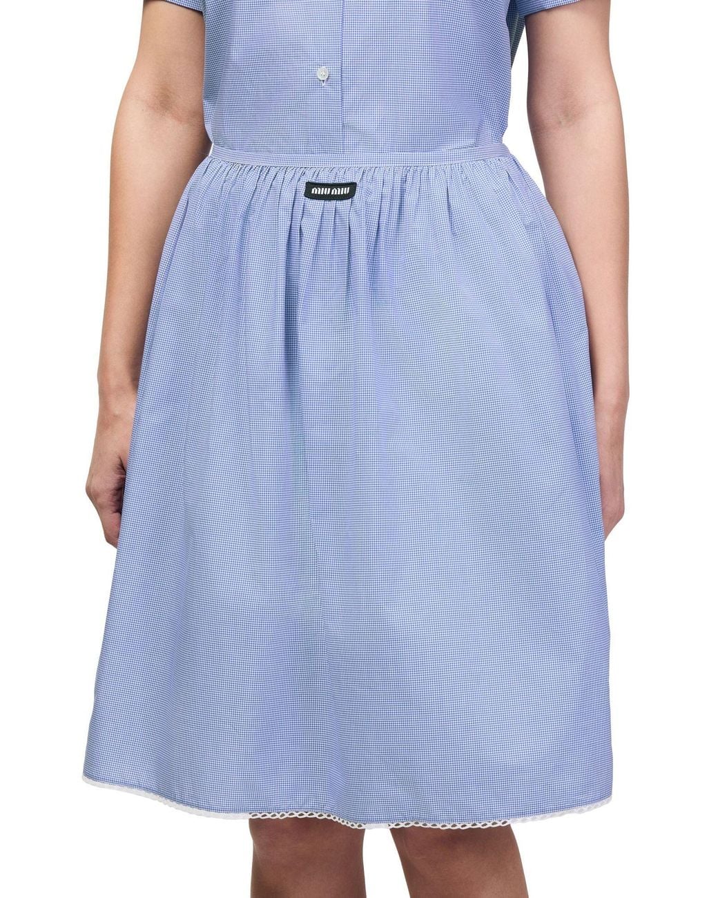 Miu Miu Blue Logo Detail Midi Skirt