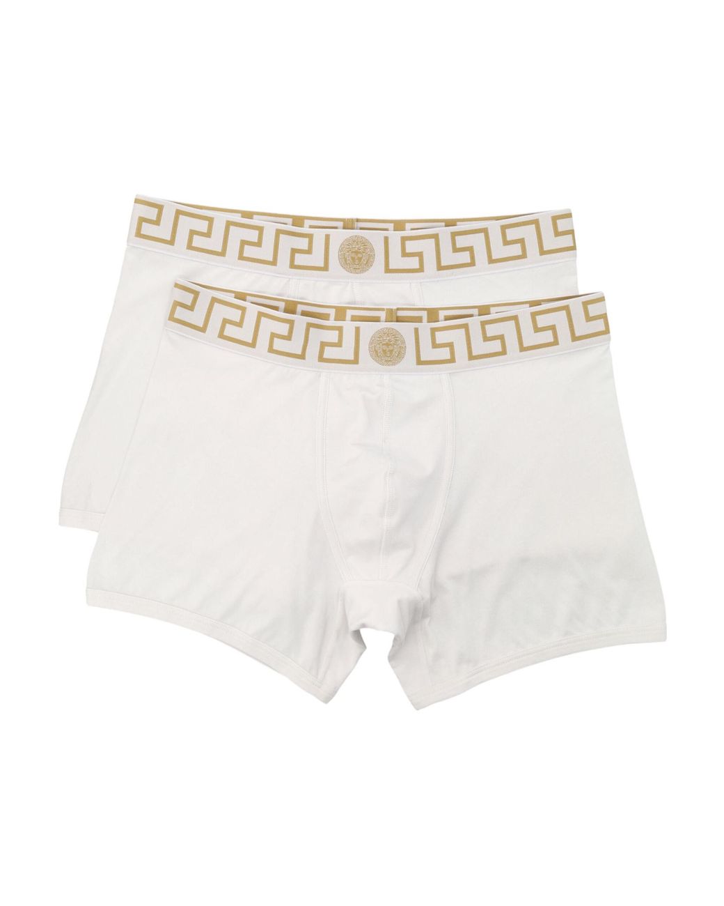 Versace White Two-Pack Logo-Waistband Boxers for men