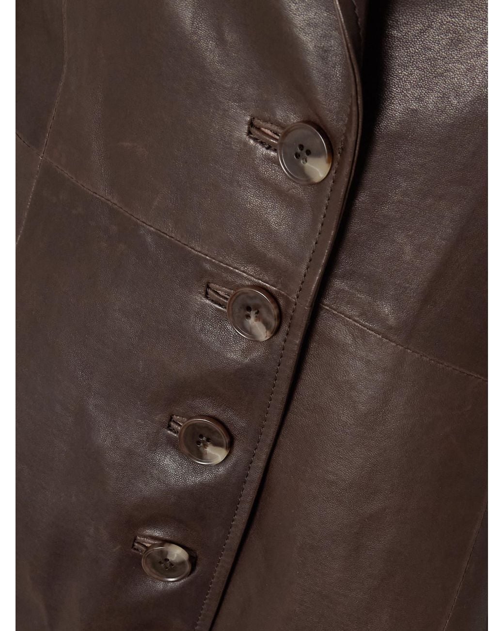 Nour Hammour Brown Long-Sleeved Leather Jacket