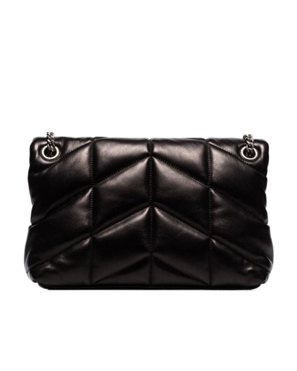 Saint Laurent Black Puffer Small Quilted Sheepskin Bag