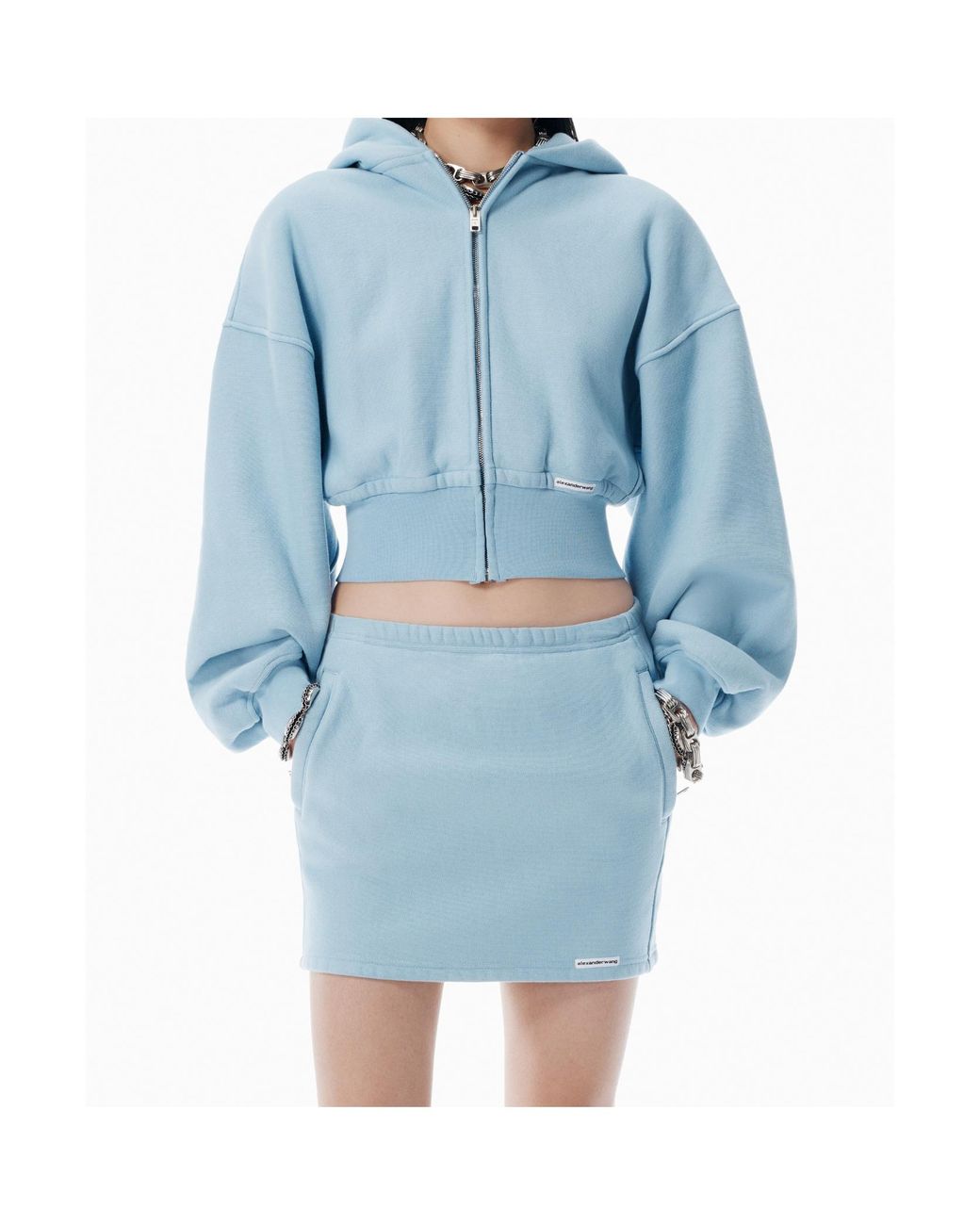Alexander Wang Blue T By Zip-Up Cropped Hoodie