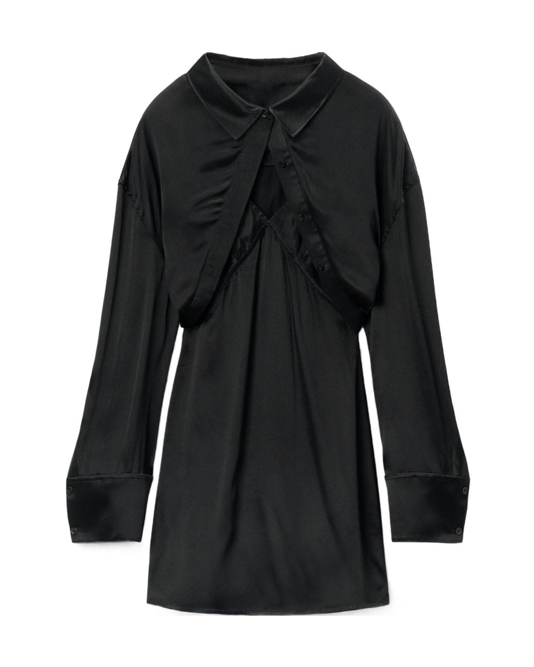 Alexander Wang Black Pre-Styled Satin Bolero Slip Dress