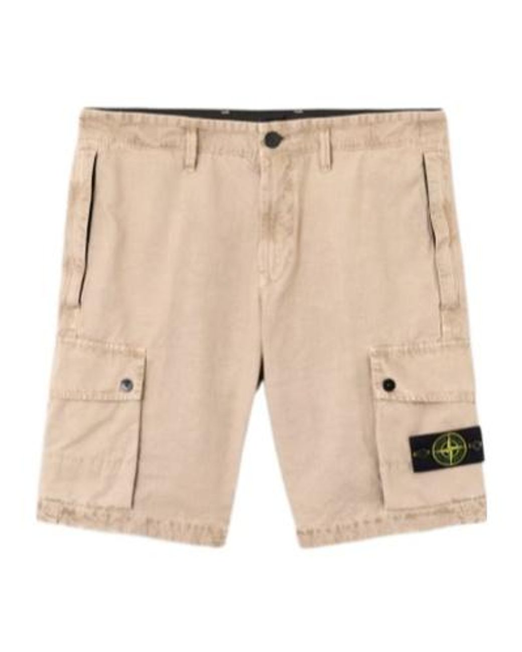 Stone Island Natural Logo-Patch Cargo Shorts for men