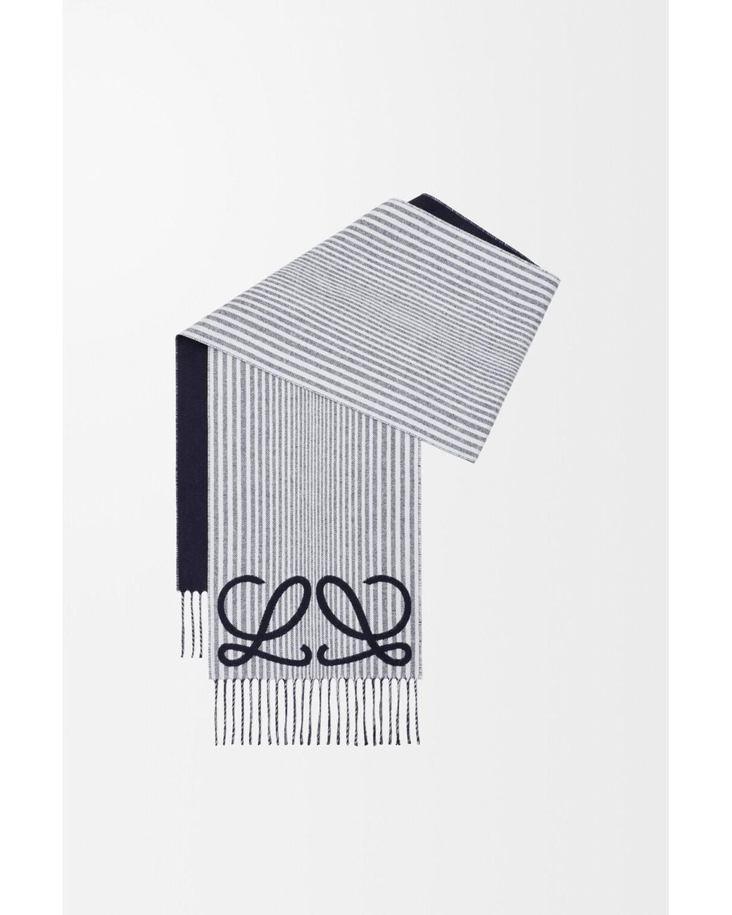 Loewe Blue Anagram Fringed Edge Scarf