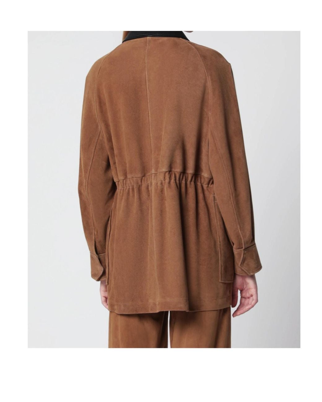 Nour Hammour Brown Long-Sleeved Leather Jacket