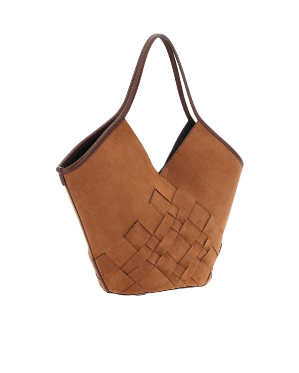 Hereu Brown Interlock V-Shape Tote Bag