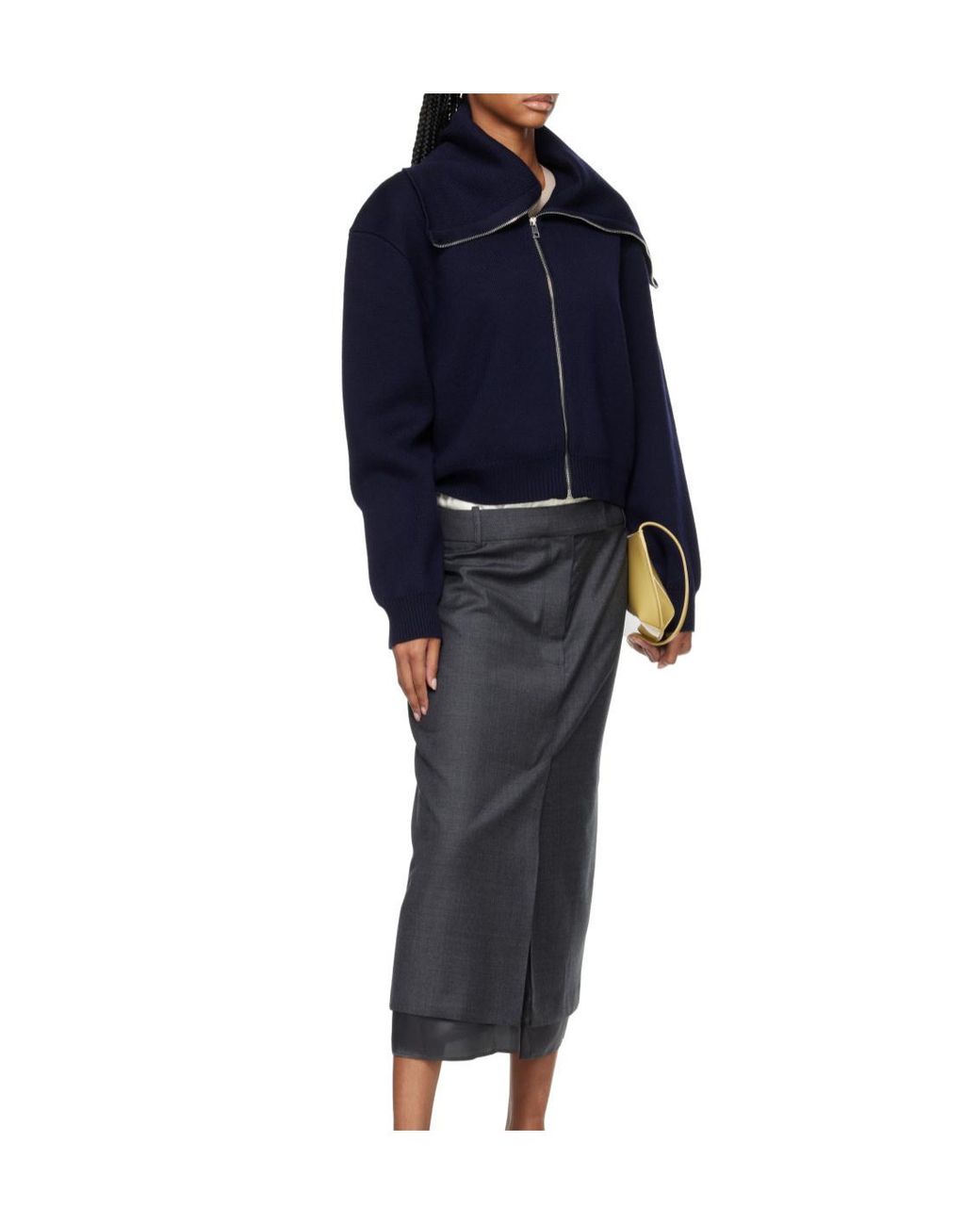 Rohe Blue Wool-Blend Zip-Up Cardigan