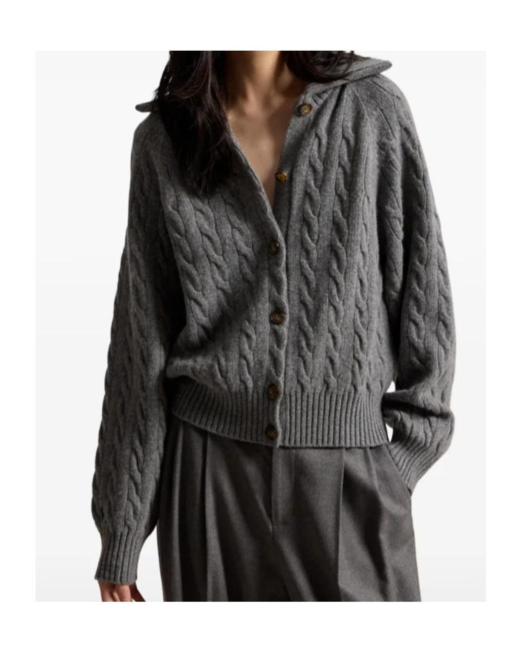 Polo Ralph Lauren Gray Ralph Lauren Cable Knit Button Cardigan