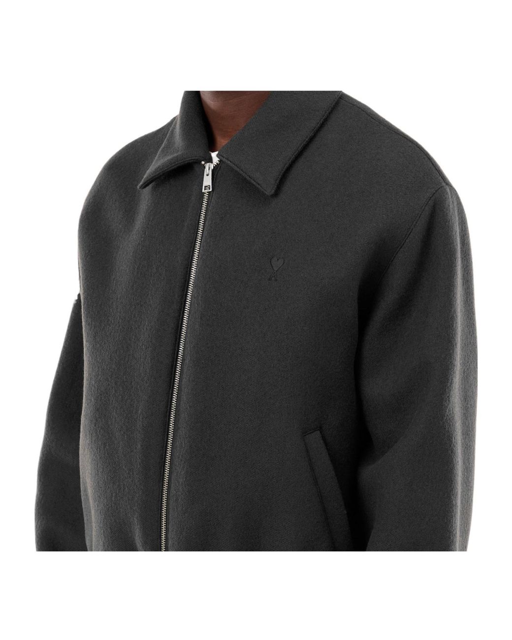 AMI Black Solid Color Casual Jacket for men